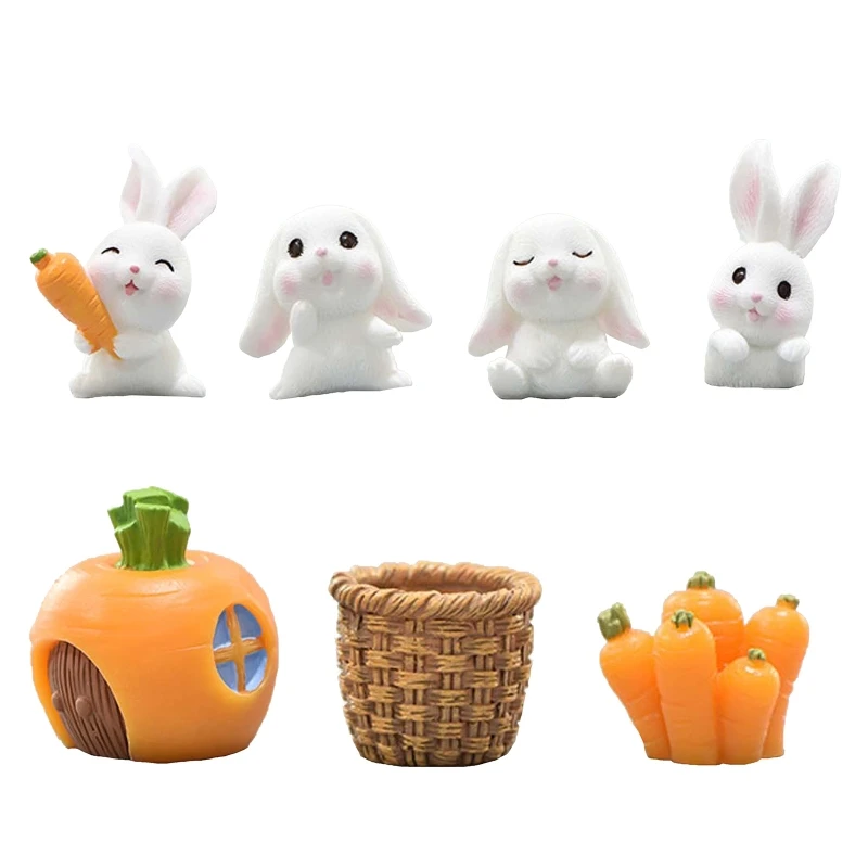 

Cartoon Rabbit Carrot Figurine Handmade DIY Craft Toy Fairy Garden Accessory Deocration Miniature Animal Model Ornaments