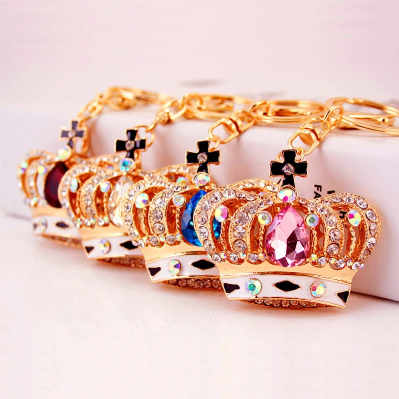 

New Creativity Diamond Painting Women Bag Keychain Gemstone Crown Keychain Handmade Diamond Mosaic Bag Rhinestones
