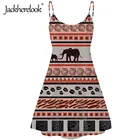 Женское платье в полоску jackhereluk, летнее пляжное платье с этническим слоном, без рукавов, на бретельках