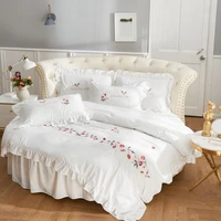 designer round bed sheet set twin bedding set cotton bed linen duvet cover 240x220 white bedding sets for round bed home textile