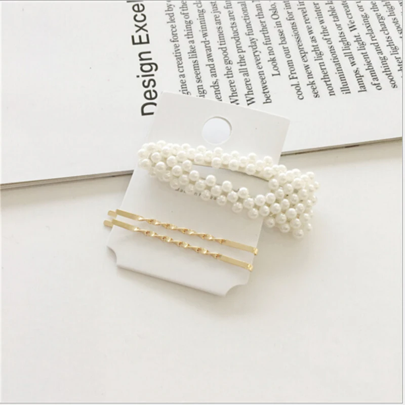 3 шт./компл. металлическая женская заколка для волос с жемчугом аксессуары
