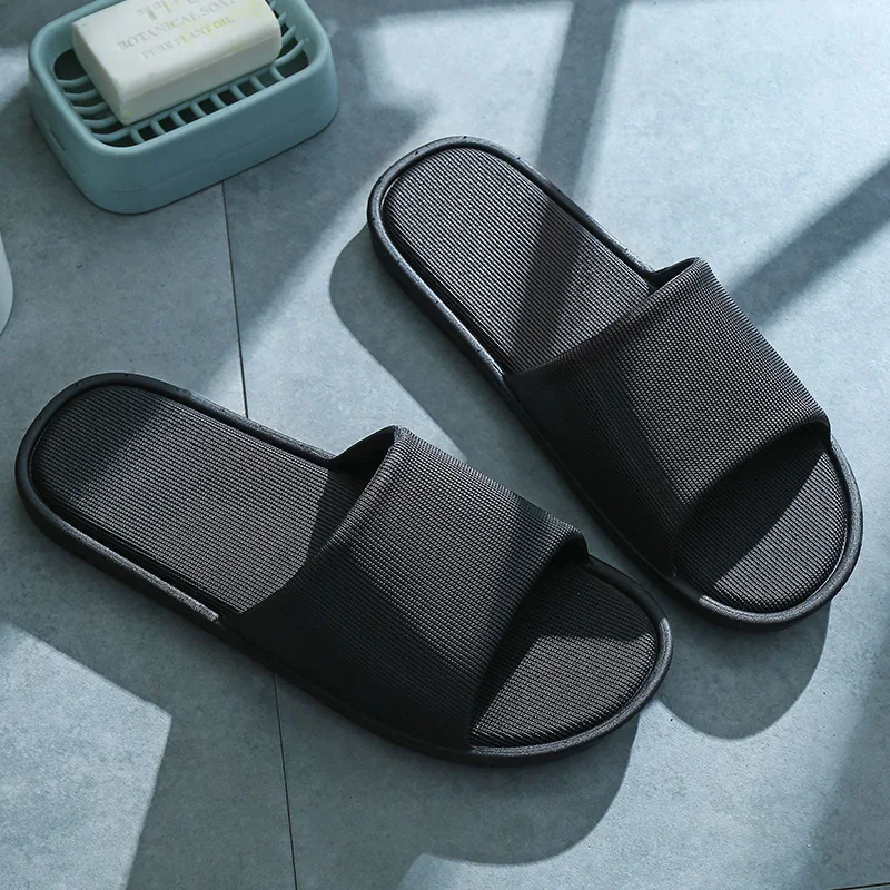 

2021 Summer Home Men Slippers Simple Black White Lovers Shoes Non-slip Bathroom Slides Flip Flops Indoor Women Platform Slippers