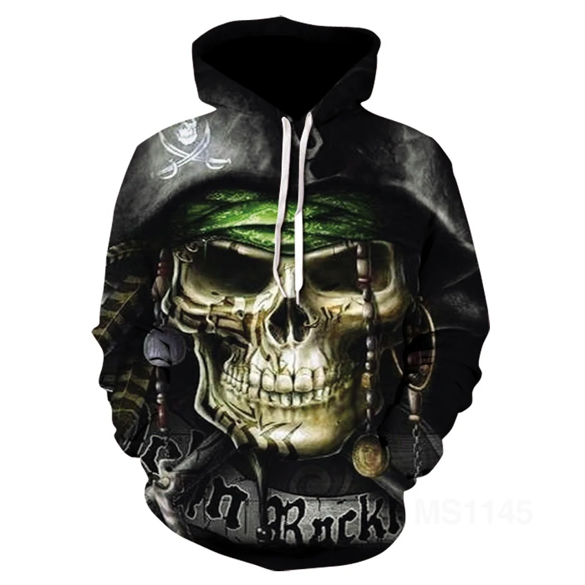 

Fashionable and interesting sports men's 3D printed hoodie skull funny Harajuku hip hop pullover