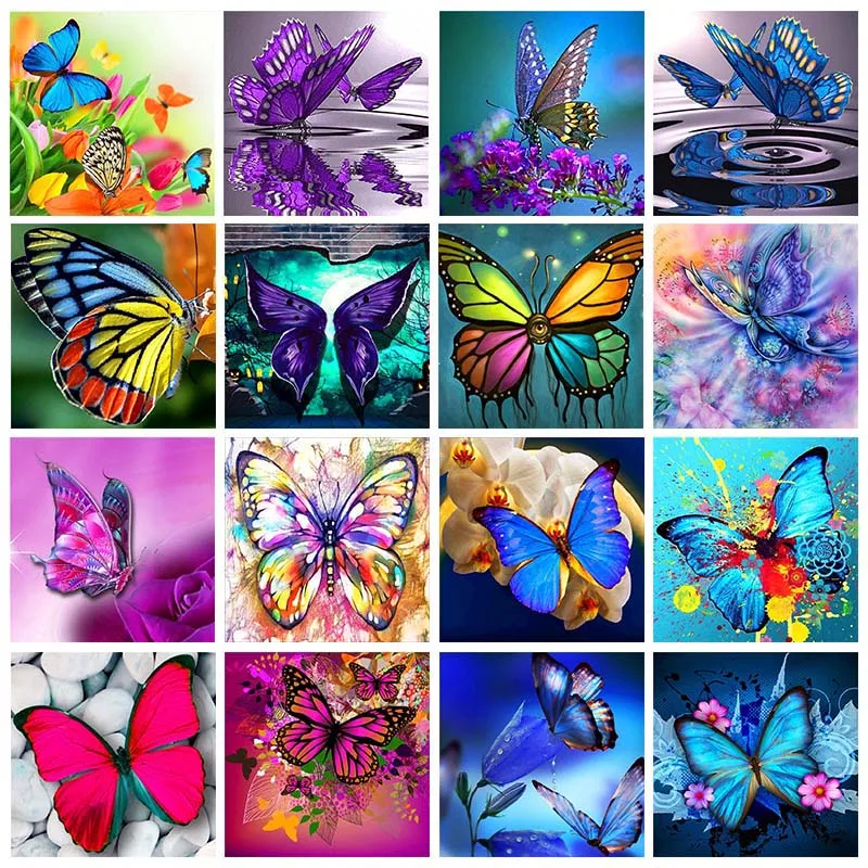 

Алмазная живопись с разными бабочками, вышивка крестиком 5D, полноразмерная, квадратная, круглая, для творчества, мозаика, вышивка, домашний ...
