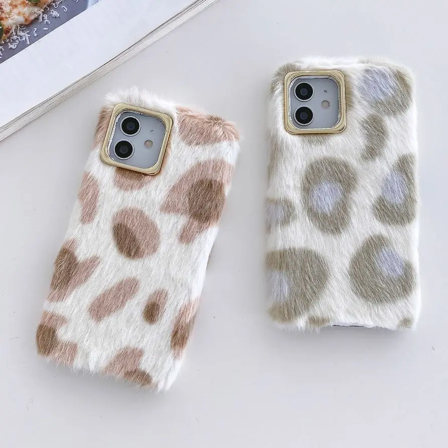 

Leopard Print pattern Plush case for iPhone 12 12Promax 11 11Promax XSMAX XR X XS 7 8P Antiskid soft shell