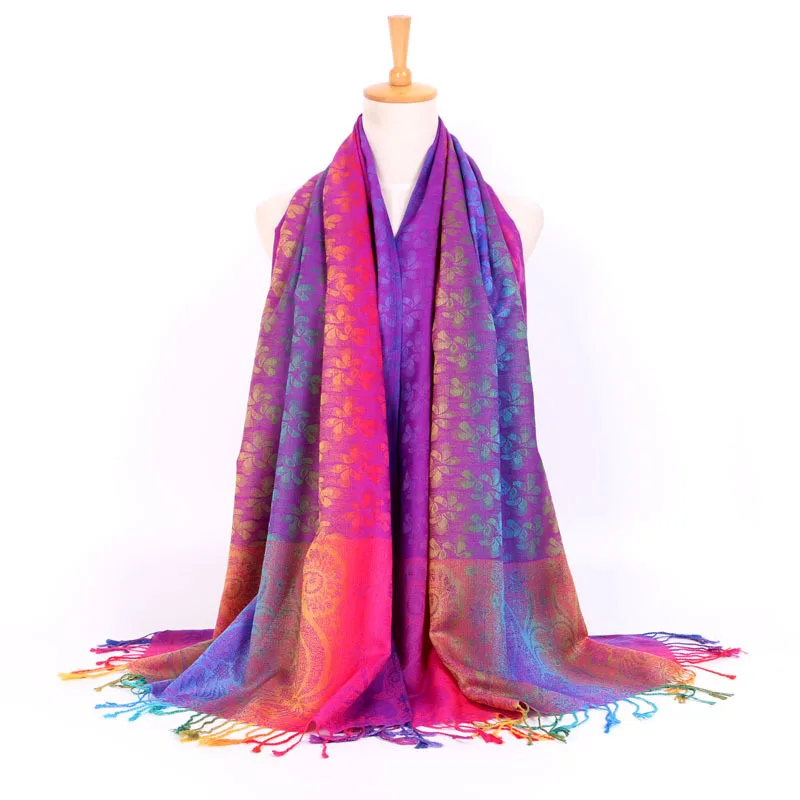 

Из Индии женские этнические пашмины обертывание шаль Цветочный мыс кешью дизайн женский жаккардовый воротник мягкие шарфы