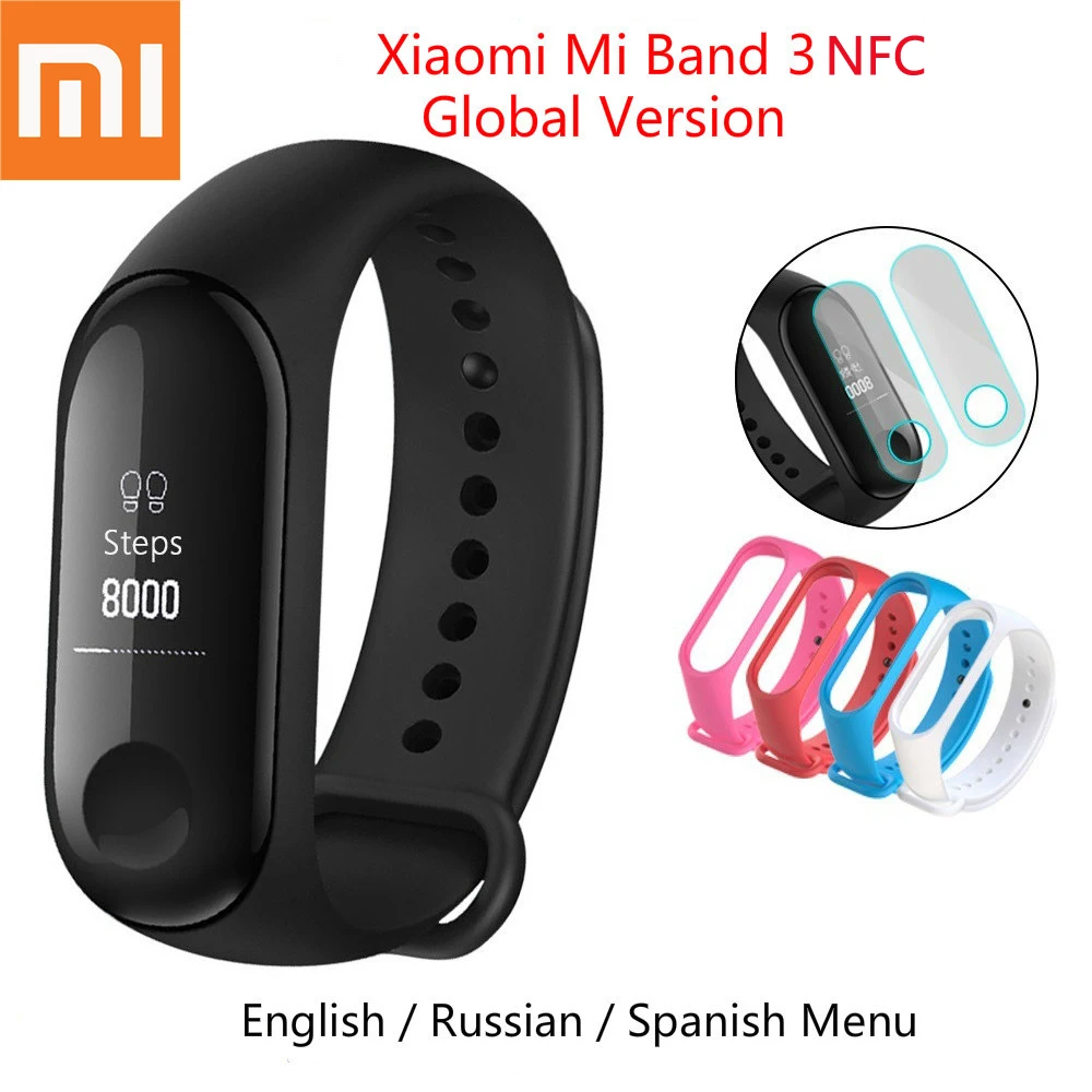 Оригинальный Xiaomi Mi Band 3 NFC Miband Смарт трекер мгновенное сообщение 5ATM