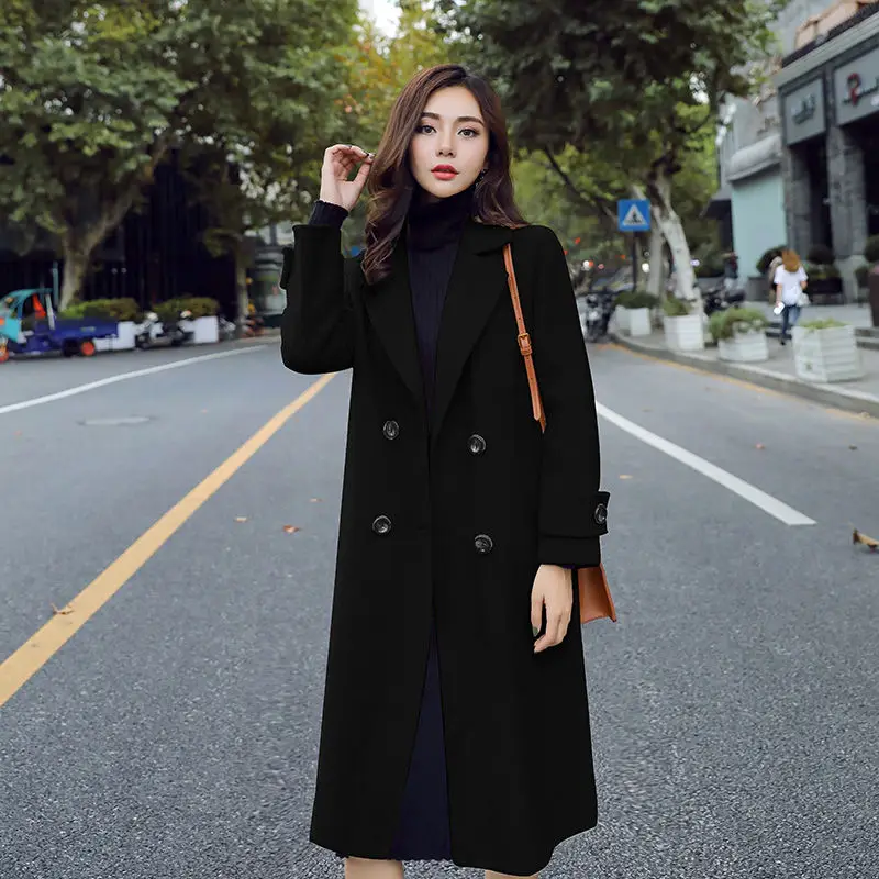 

Women Woolen Coat 2020 New Arrivals Long Black blazer Overcoat ladies coats