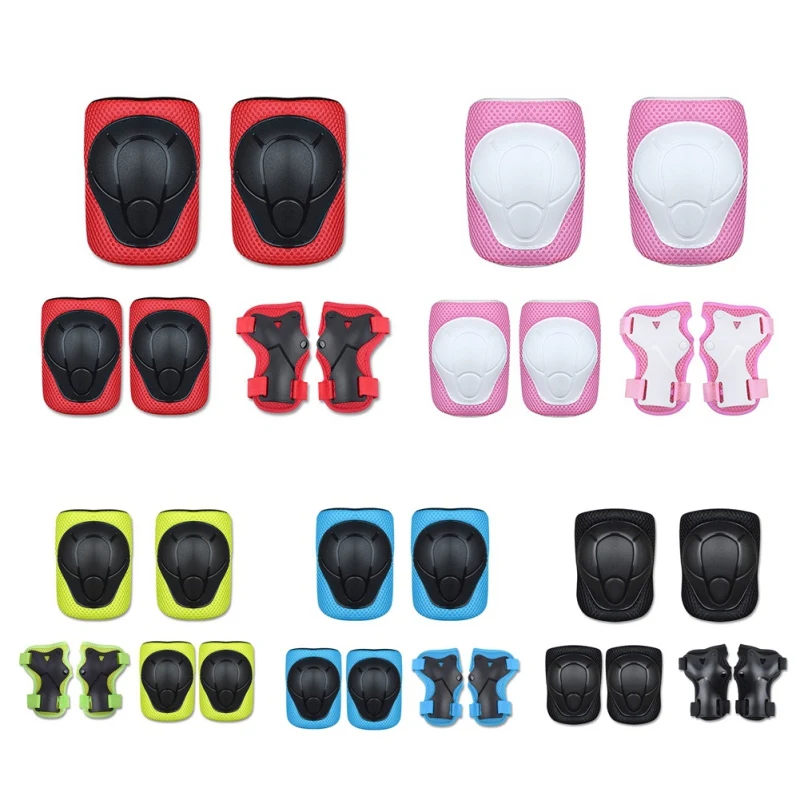 

6pcs/set Children Skating Bike Protective Gear Sets Knee Elbow Pads Skating Roller Wrist Bicycle Skateboard Knee Protector Y6