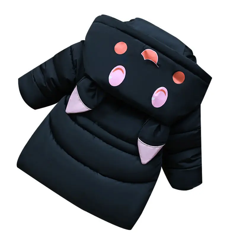 

children's cotton-padded jacket medium and long version of the female children's cotton jacket is thickened