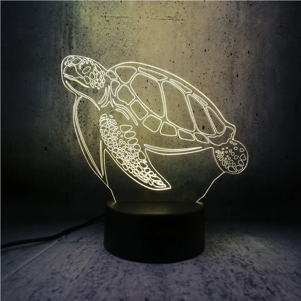 Черепаха 3D светодиодный светильник красочная Эволюция ночные светильники