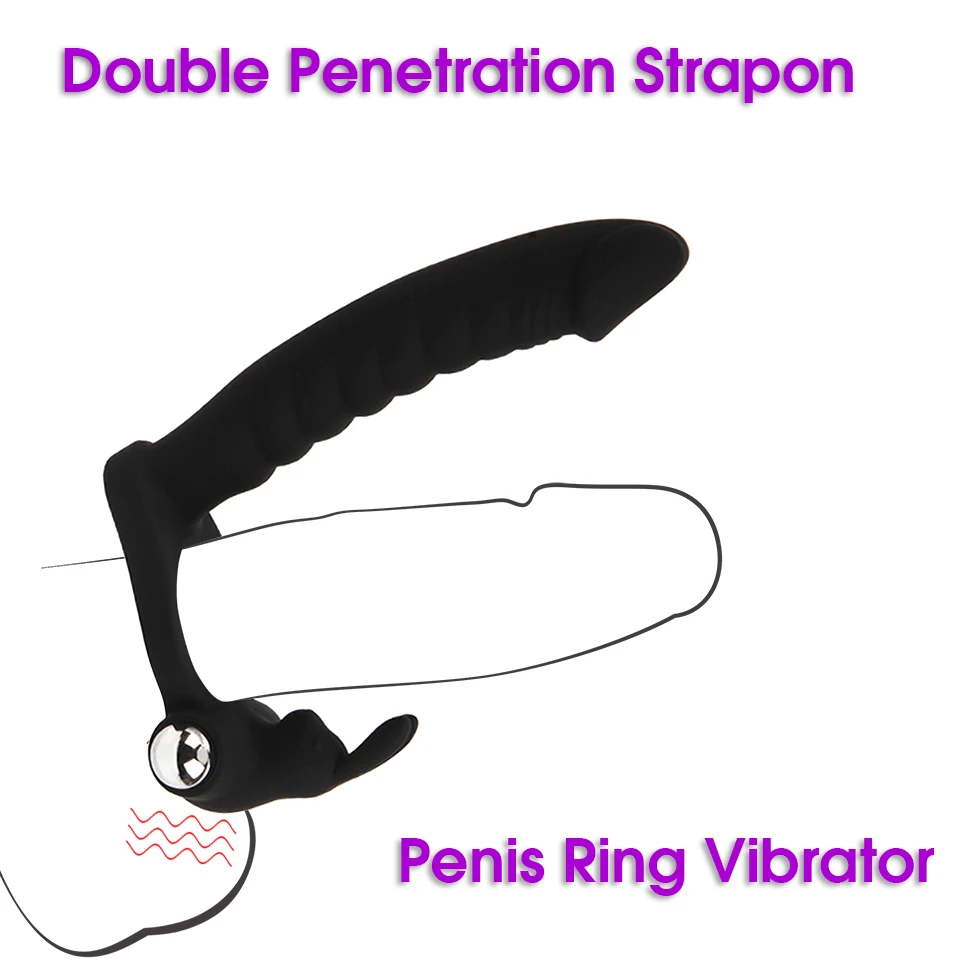 Erotic 7 Modes Double Penetration Dildo Ring Vibrator Anal Beads G Spot Clitoris Stimulation Butt Plug Sex Toy For Couples | Красота и