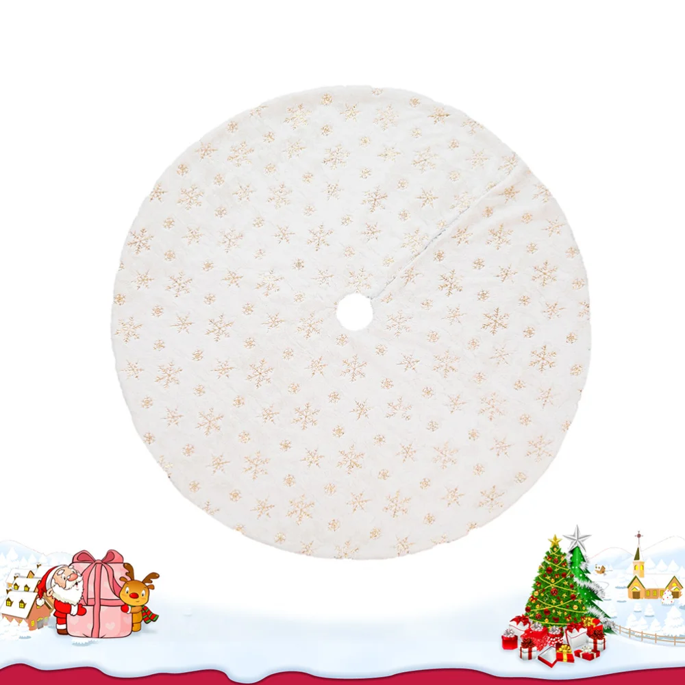 

90cm Round Christmas Tree Foot Carpet High-grade Plush Beads Embroidered Christmas Tree Skirt Xmas Tree Apron Home Party Decorat
