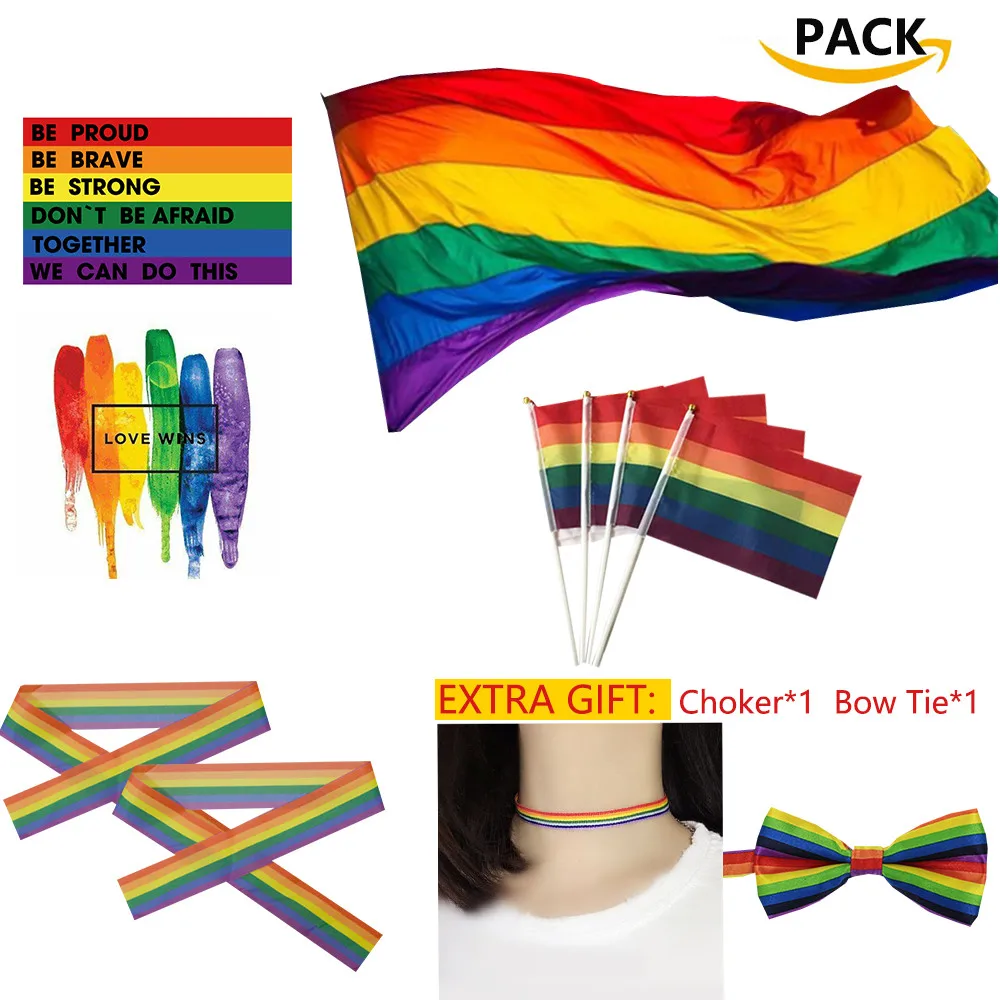 ЛГБТ набор флагов аксессуары для парада Прайда геев Радуга гордости мини-флаг