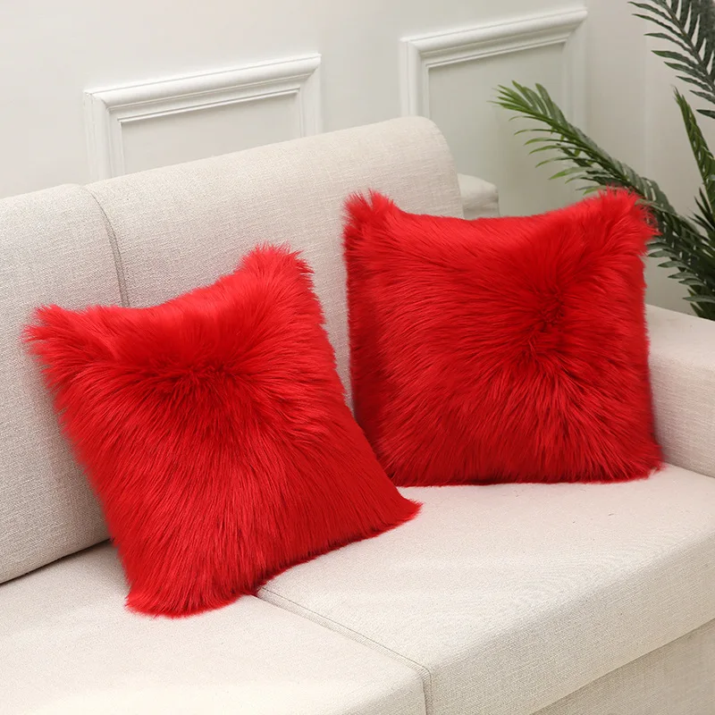 OIMG Fur Velvet Throw Pillow Sofa Cushions Covers Yellow Pillowcase For 45*45cm | Дом и сад