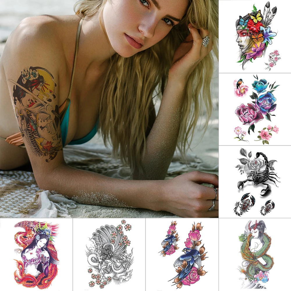 

Временная татуировка на льва с волком, драконом, скорпионом