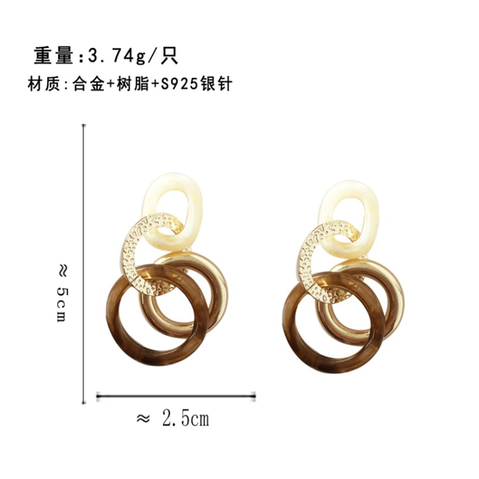 

Trendy Classic Resin Earrings Gold Color Creamy-White Circle For Women Girl Party Wedding Club Temperament Jewelry Gifts 1 Pair