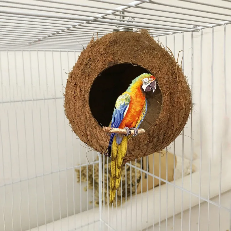 

Parrot Nest Natural Coconut Shell House Cage Parakeet Birds Squirrel Hamster Toys Pet Breed Nest Decoration Supplies Pendant
