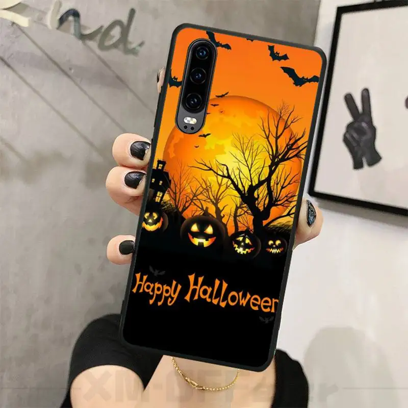 

Pumpkin Halloween TPU black Phone Case Cover Hull For Huawei P9 10 20 30 40 P Smart 20lite 2019 P30 lite Pro P9 lite 2017