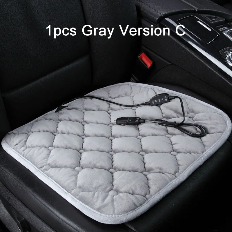 Gray Version C 12 В Роскошные брендовые электрические парные чехлы для сидений с подогревом, зимние подушки для сидений автомобиля, теплые подушки для сидений, подходят для большинства автомобилей - Название цвета: Gray Version C
