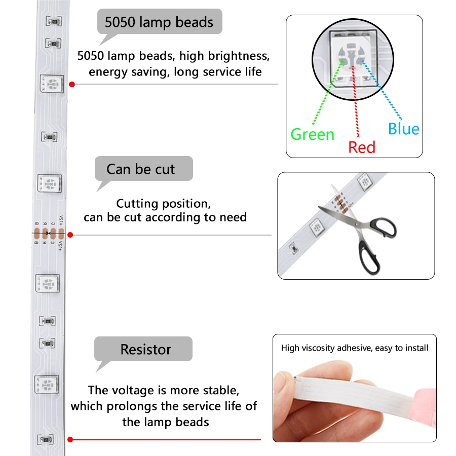 

RGB Led Strip Bluetooth SMD5050 DC12V24V Led Ribbon 5M 10M 15M 20M 25M 30M Leds lights for Room Bedroom Wall TV PC Flexible Neon