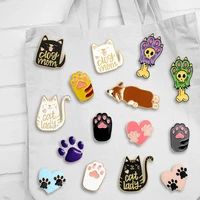 cute kitten and puppy series trendy creative text oil drop brooch pin denim bag gift for friends men women fashion jewelry decor