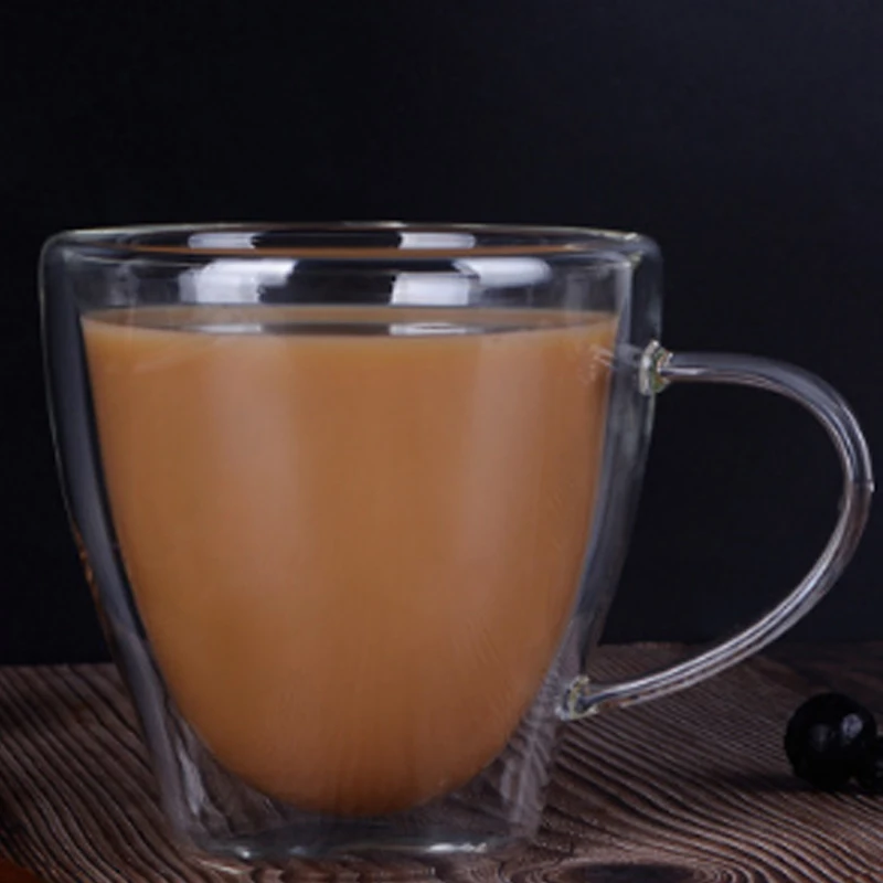 250 мл прозрачная стеклянная кофейная чашка термостойкий чайный набор двойной