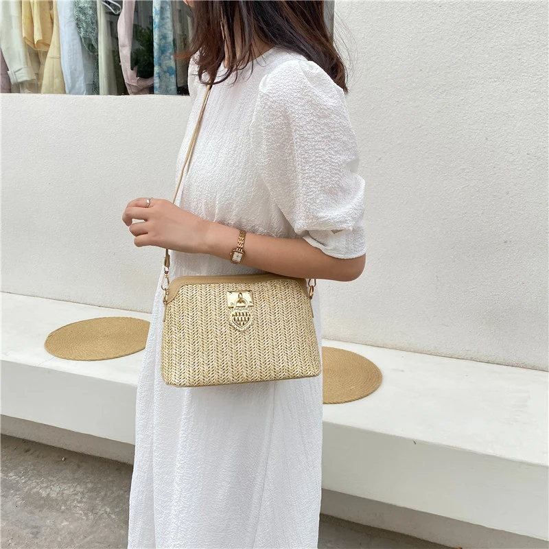 

Женская летняя сумка, простая модная сумка-мессенджер, сумка на плечо, соломенная сумка-мессенджер, Изысканная сумка через плечо