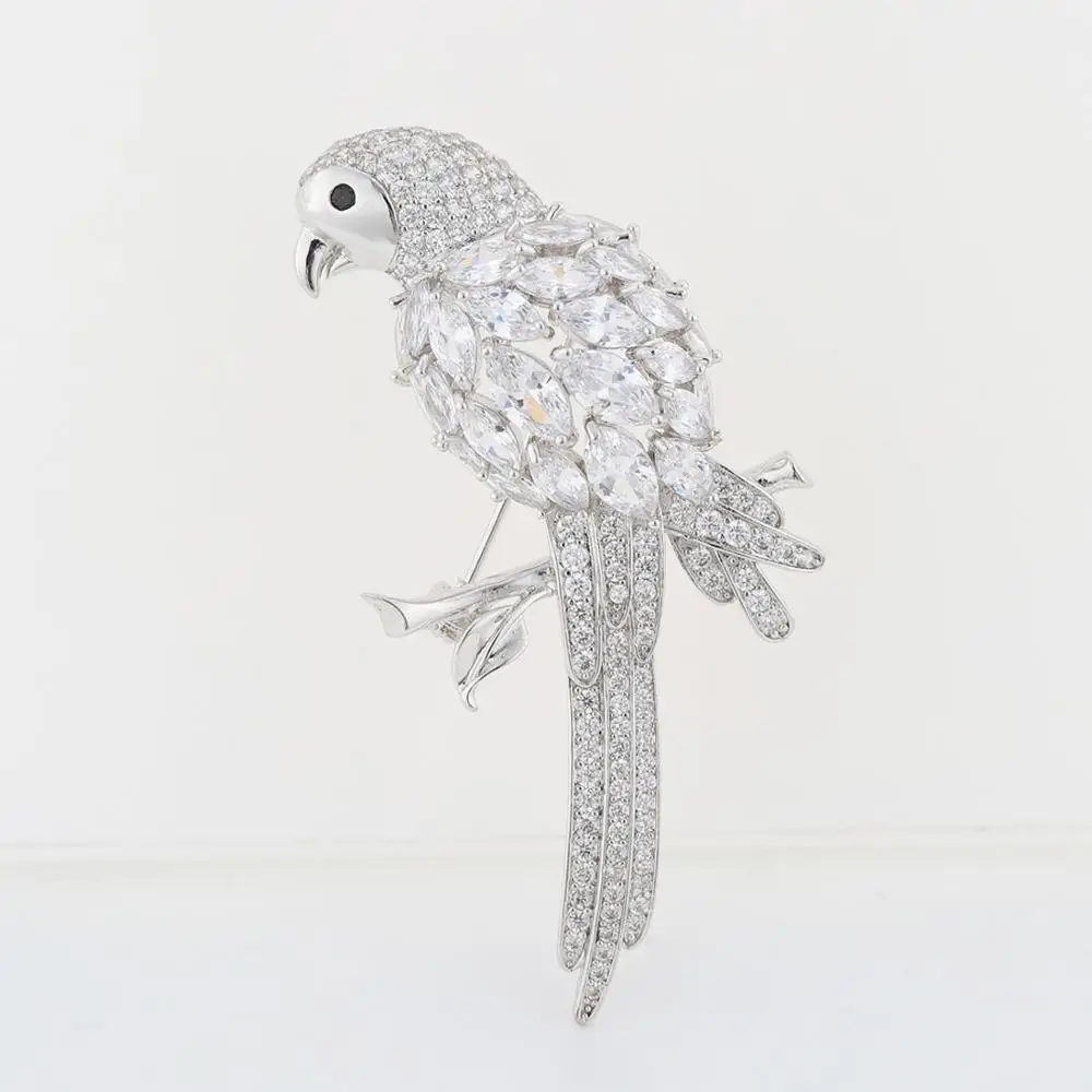 Neoglory белая брошь попуги из циркония ААА для женщин высококачественные