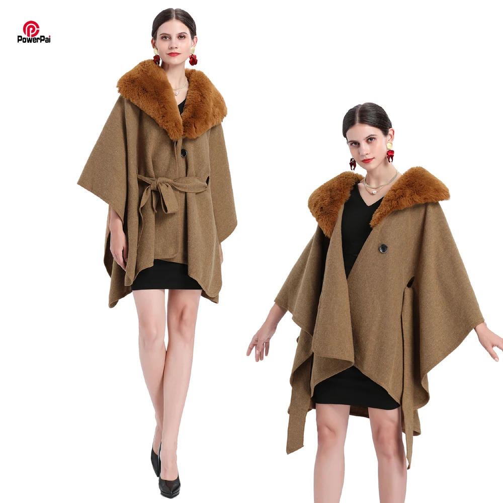 Модное кашемировое пальто-накидка из искусственного меха кролика Рекс большая