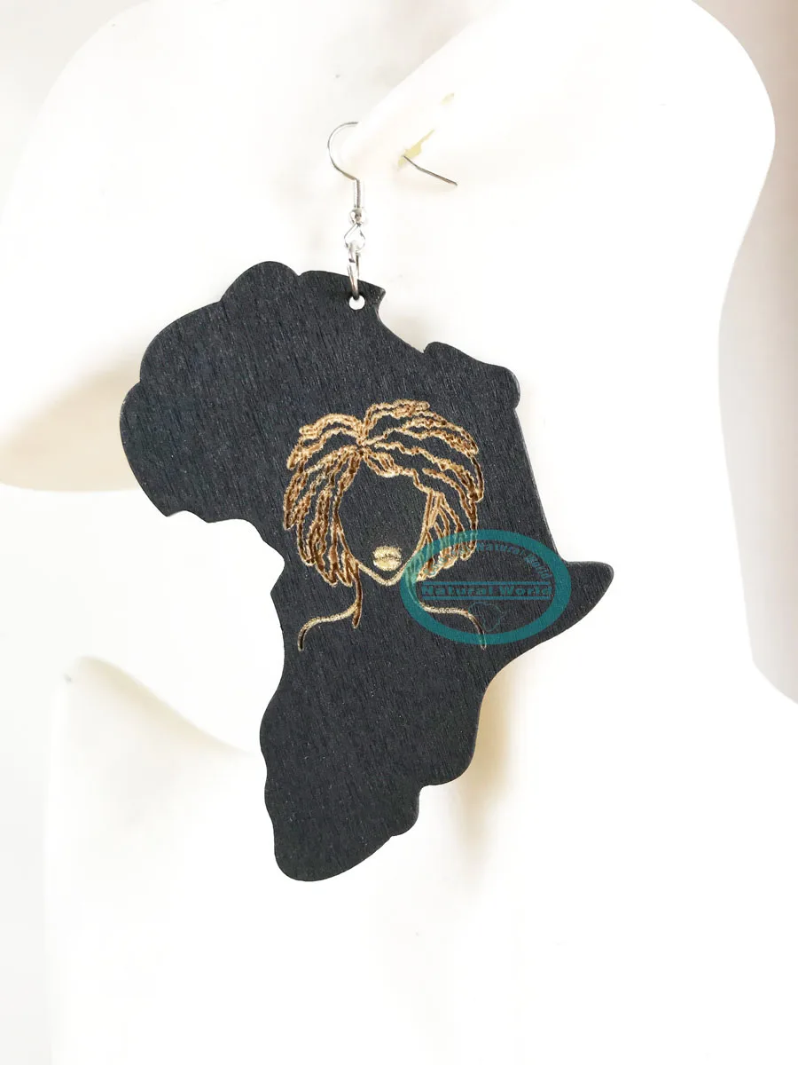 Этнические lrnormal деревянные висячие серьги в американском и африканском стиле