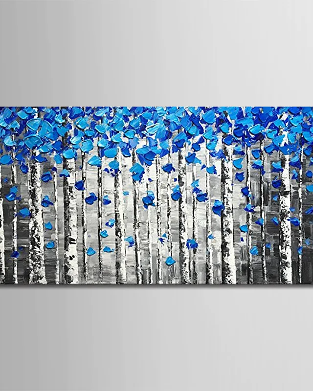 

Large Size Hand Painted Oil Painting On Canvas Blue Forest Modern Home Decor Abstract Wall Art Picture For Living Room Gift