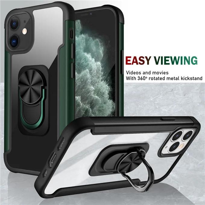 

Case For iPhone 12 Pro Max 11pro 7 8 Plus XS XR Transparent Back Cover Holder Ultra Thin Kickstand Phone Case For iPhone 12 Mini