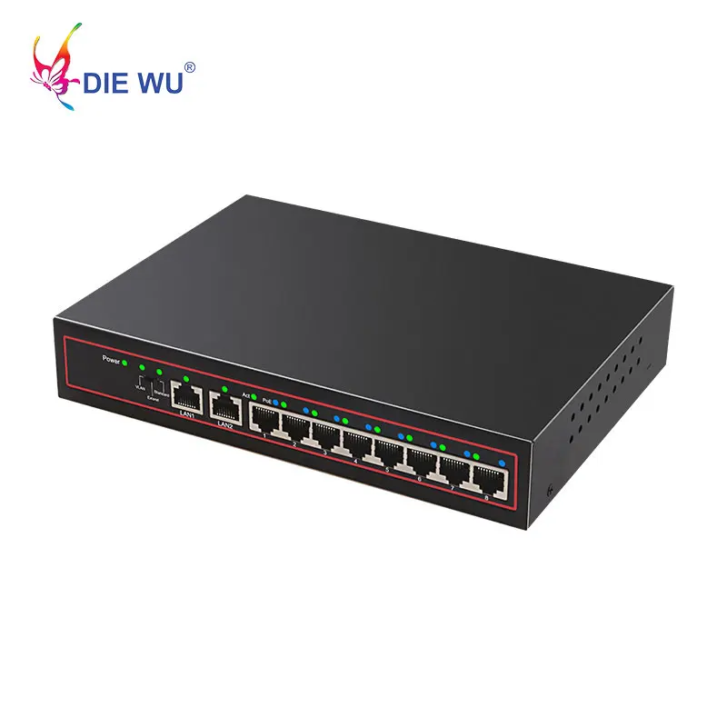 DIEWU 10 портов POE коммутатор питания по Ethernet сетевой 8 PoE выключатель инъектор для