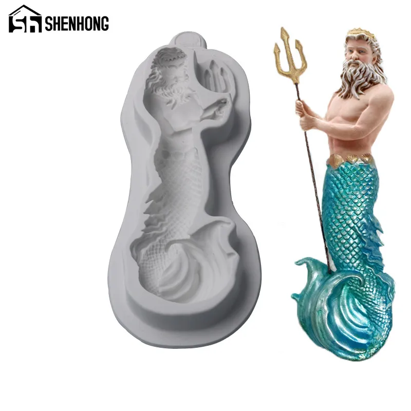

SHENHONG Neptune Mould For Cake Decorating Fondant Silicone Molds Paste Craft Fimo Candy Dessert Baking Pastry Form
