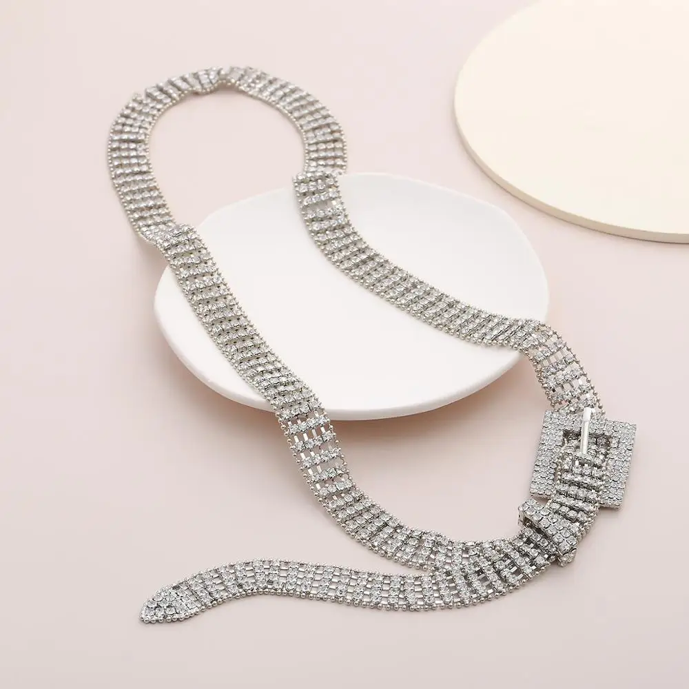 Cross-border street dance sexy wild claw chain drill body female personality fashion micro-set rhinestone geometric belt | Украшения и