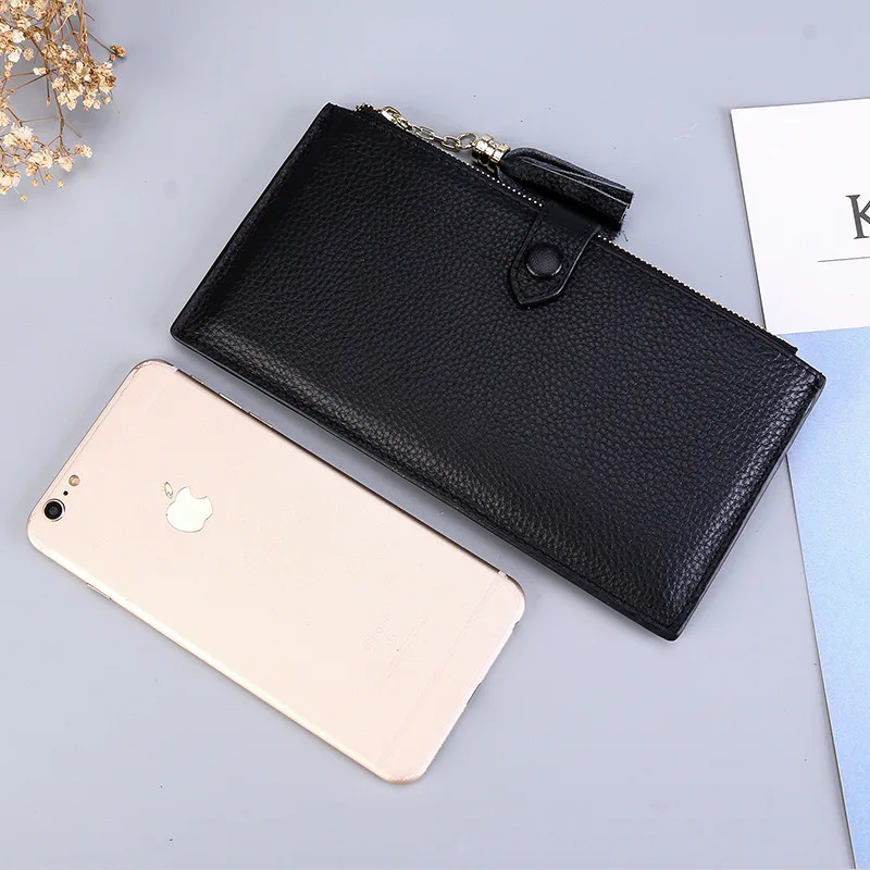 Модные женские кошельки из натуральной кожи, длинные клатчи, Rfid, деловой Футляр для карт, Дамский кошелек для монет, держатель для карт, кошелек для телефона