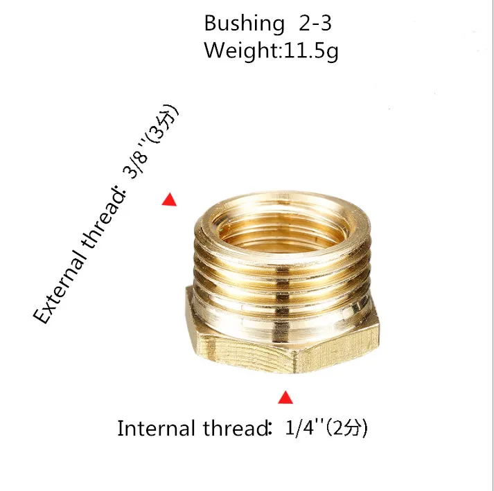 

5PCS Brass fittings M5 1/8'' 1/4'' 3/8'' 1/2'' 3/4'' G1 Male thread brass pipe equal reducing nipple fittings