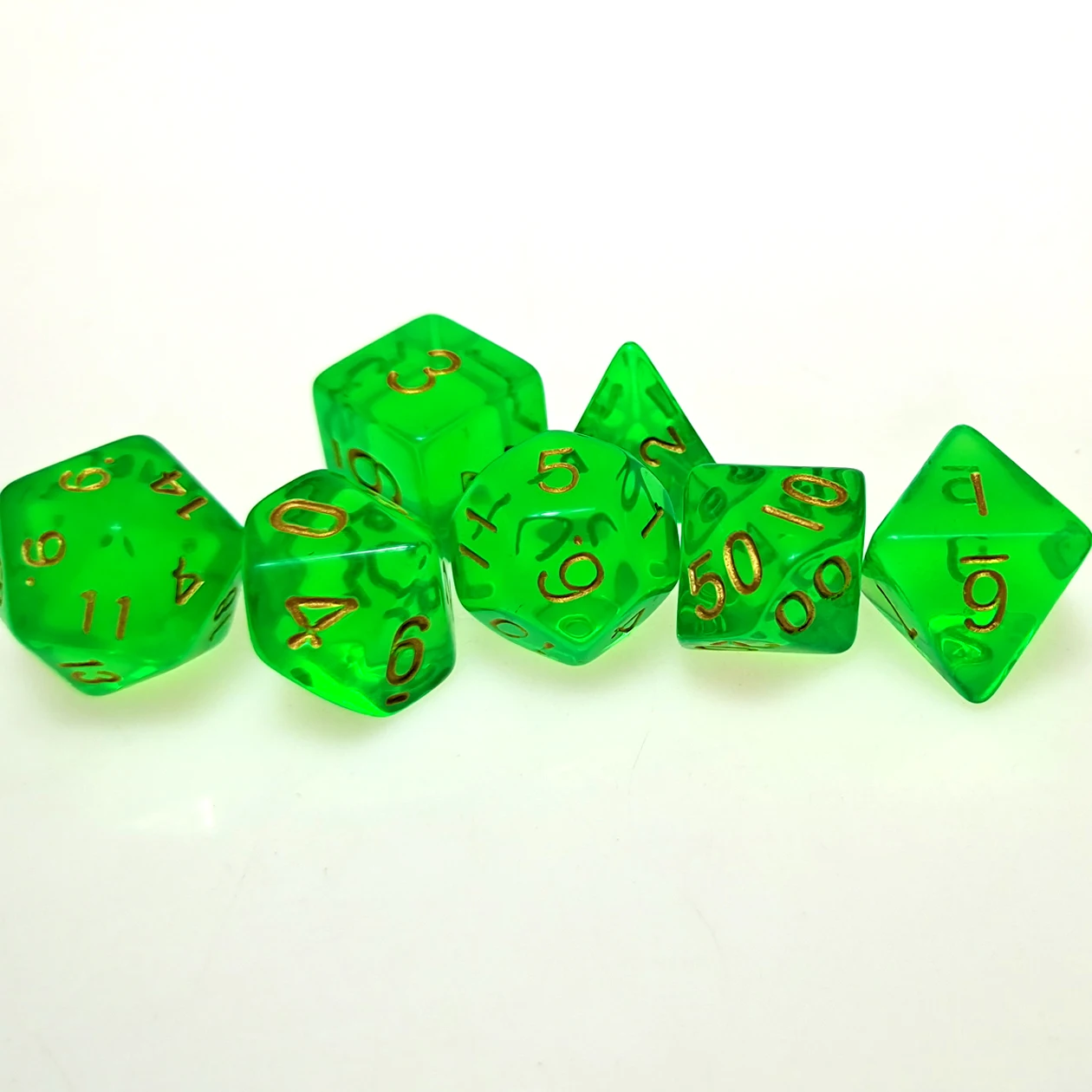 

Rollooo Dice Translucent Green D4 D6 D8 D10 D% D12 D20 D&D Dice
