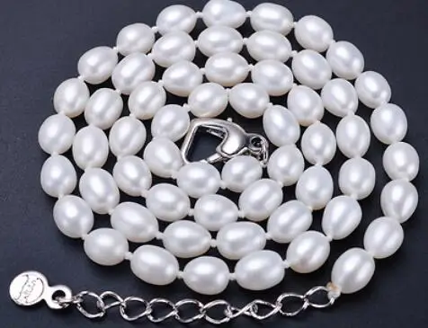 

Natural 8-9mm Australian south sea white pearl necklace 18'' silver clasp