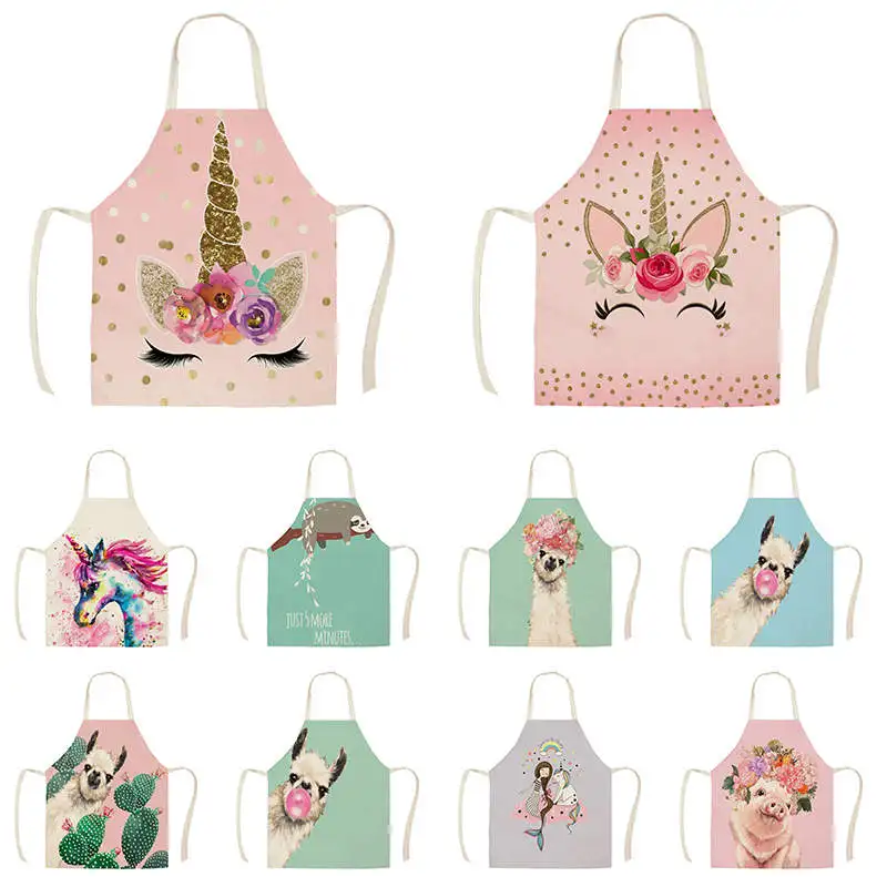 1 шт. Кухонный Фартук животных из альпаки Цветочный принт Платье без рукавов