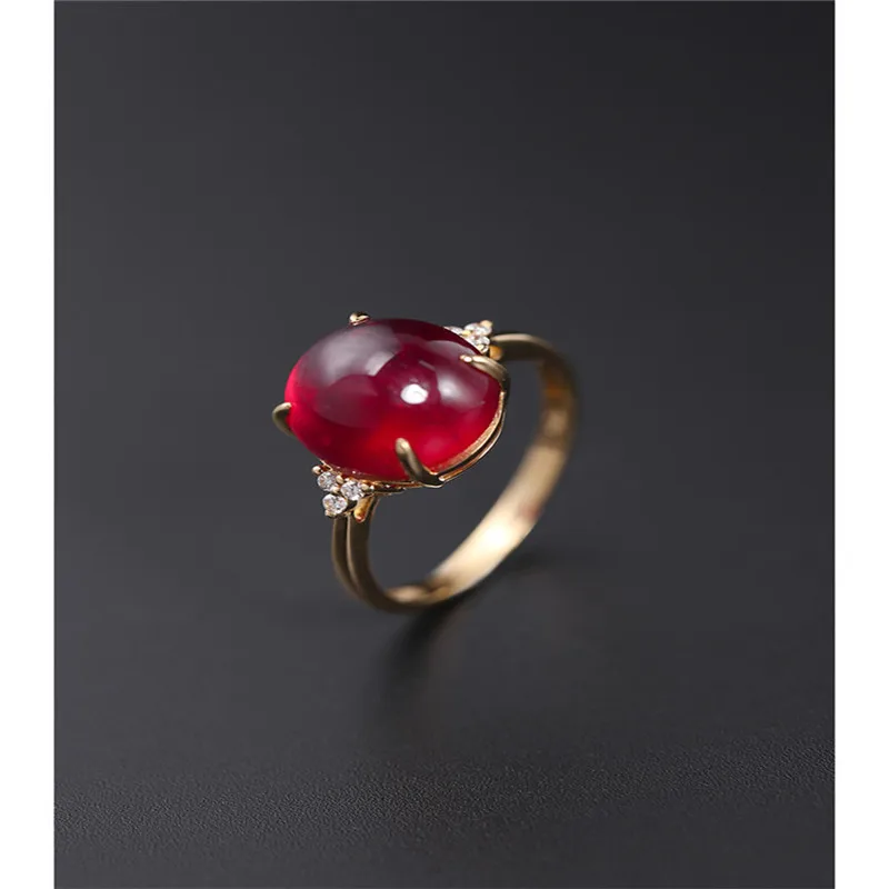 

DAIMI Plain Ruby Ring Female Day Genuine Yellow 18K Gold Diamond Inlaid Gift Custom