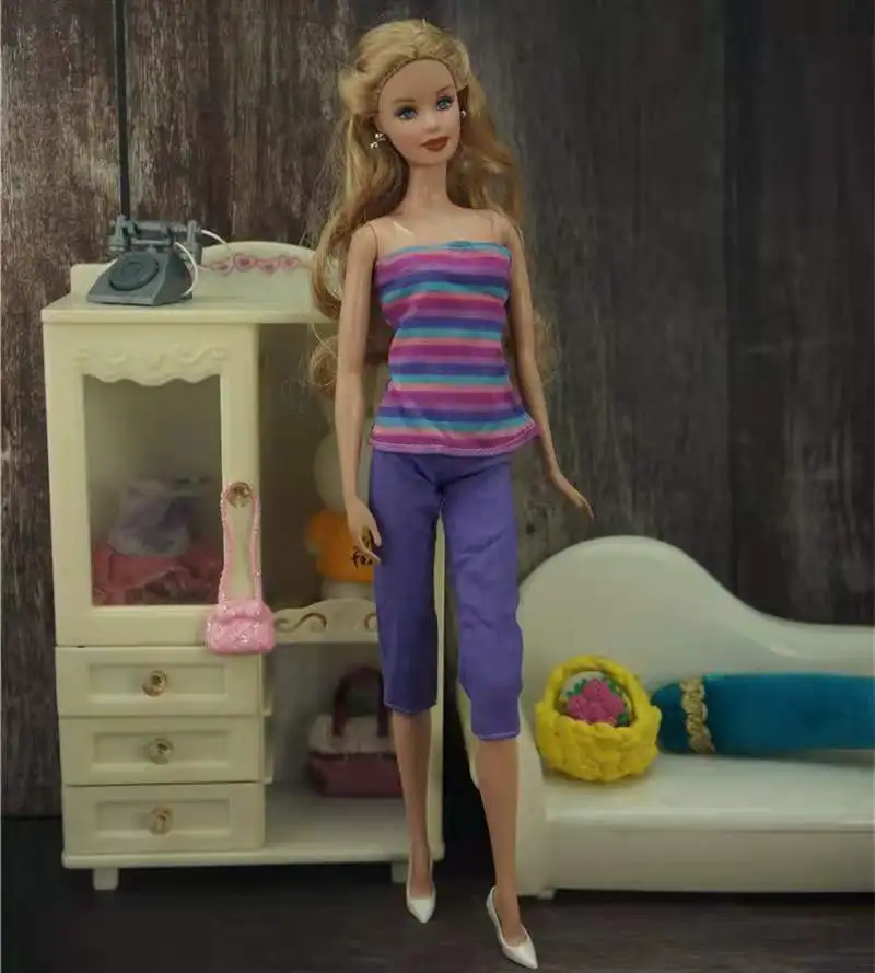 

Fashion Purple 11.5" Doll Outfit Set for Barbie Clothes Casual Wears Kurhn Clothing Dollhouse 1/6 BJD Dolls Accessories Kids Toy