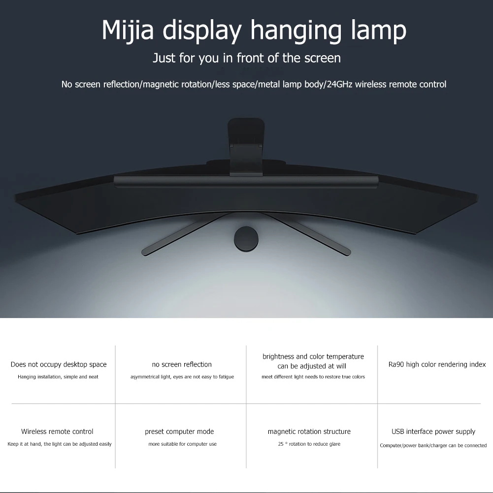 

Светодиодная панель для экрана Xiaomi Mijia, подвесная настольная лампа для монитора ноутбука с беспроводным дистанционным управлением, питание...