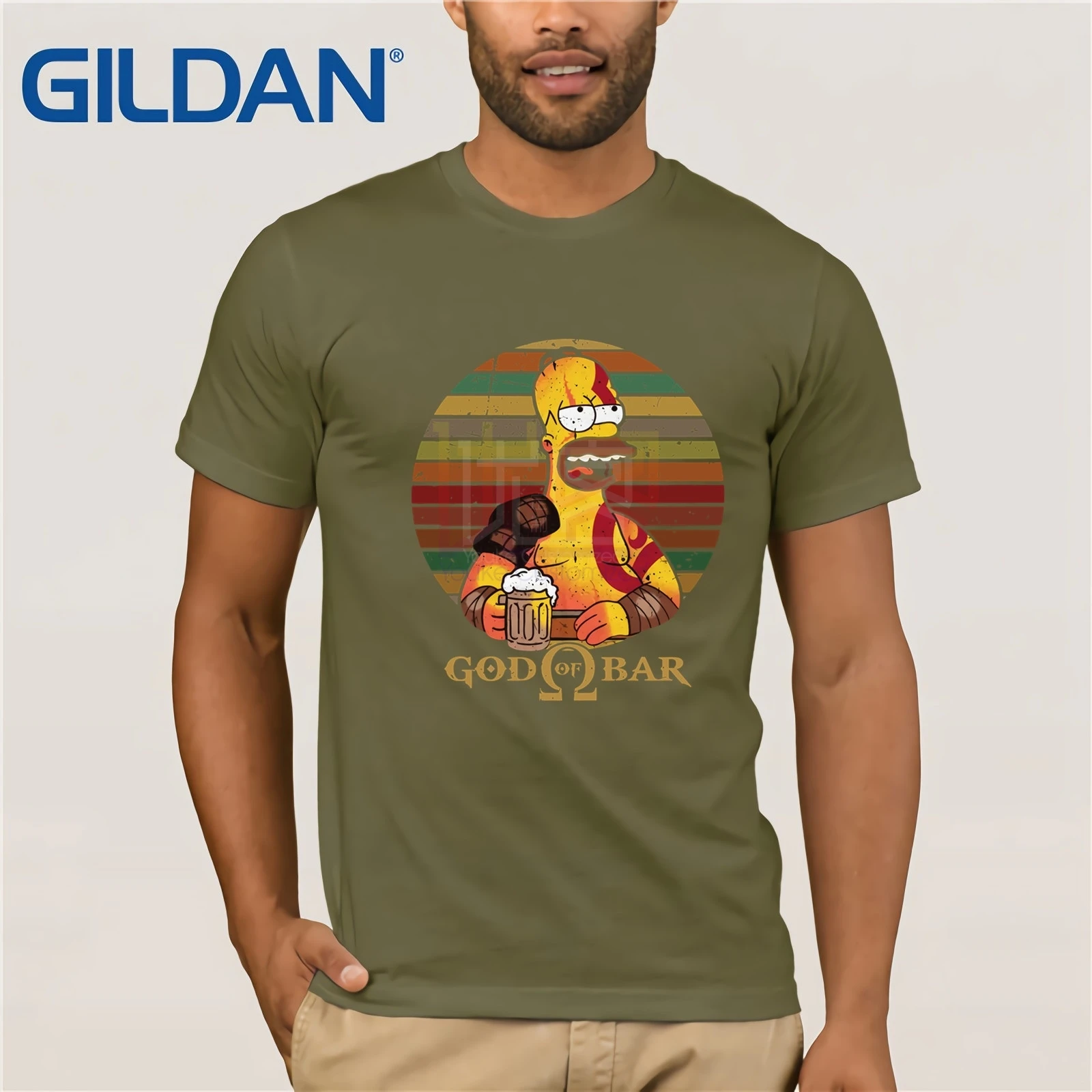 Homer Simpson God Of Bar De Typhoonic футболка мужская с коротким рукавом Футболка|Мужские