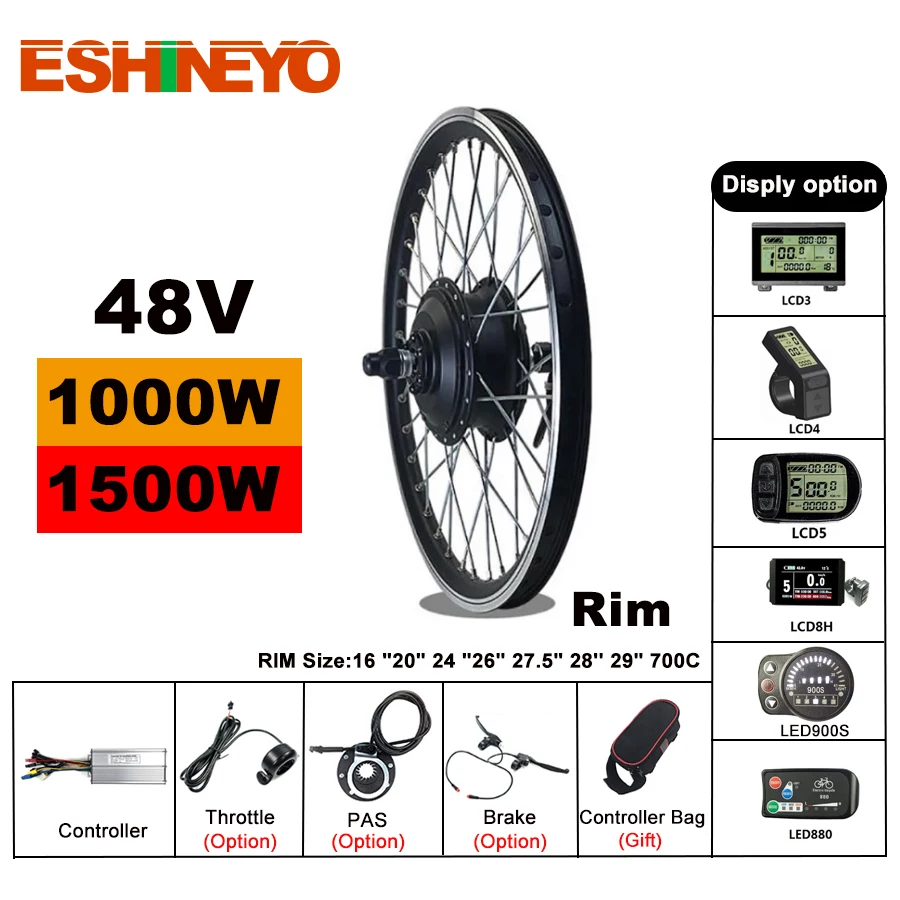 48V 1000W 1500W фара для электровелосипеда в Conversion Kit DC передний - Цена: 25279.47