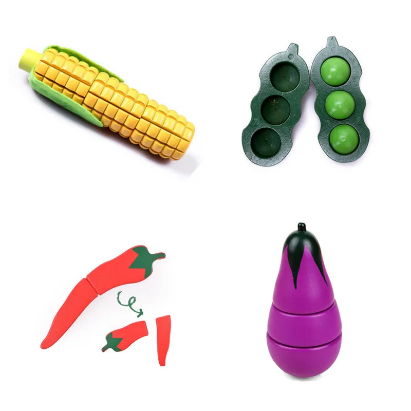 Деревянная детская кухня ролевые игры игрушки для резки овощей миниатюры еды