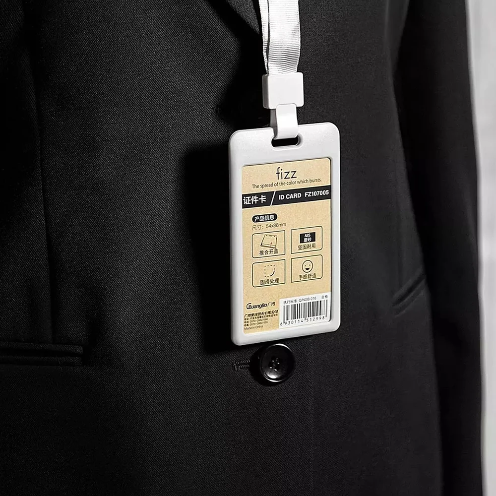 

5Pcs Fizz ID Card Holder Bus Card Holder Badge Vertical Lanyard Badge Protector Work Card Security Pass Tag Holder with Lanyard