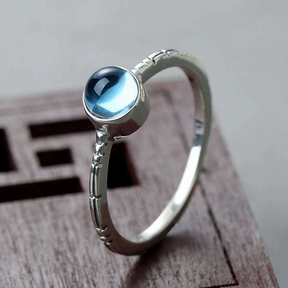 

2020 new s925 pure silver topaz silver ring for women small fresh and simple fashion jewelry female ring
