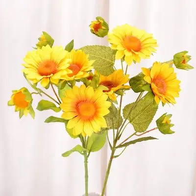 

Artificial Flowers 7 Sunflowers, Single Branch 80cm, Home Interior and Exterior Decoration,Garden Green Plants Dress Up Supplies